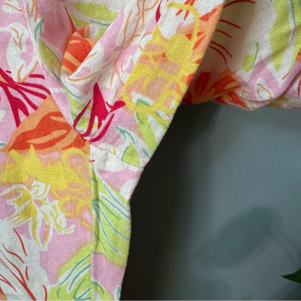 Sincerely Jules Multicolor Tropical Floral Pull On Linen Wide Leg Pants. Small - Picture 5 of 11